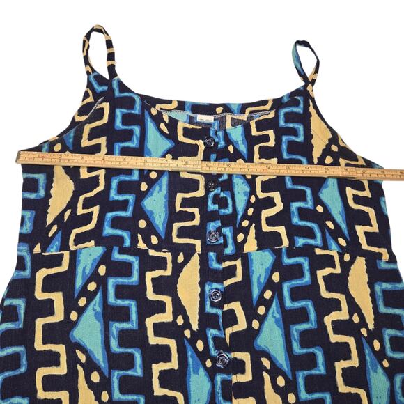 Womens S/M Mini Dress Spaghetti Straps Flowy Geometric Boho Festival Artsy - Picture 8 of 12